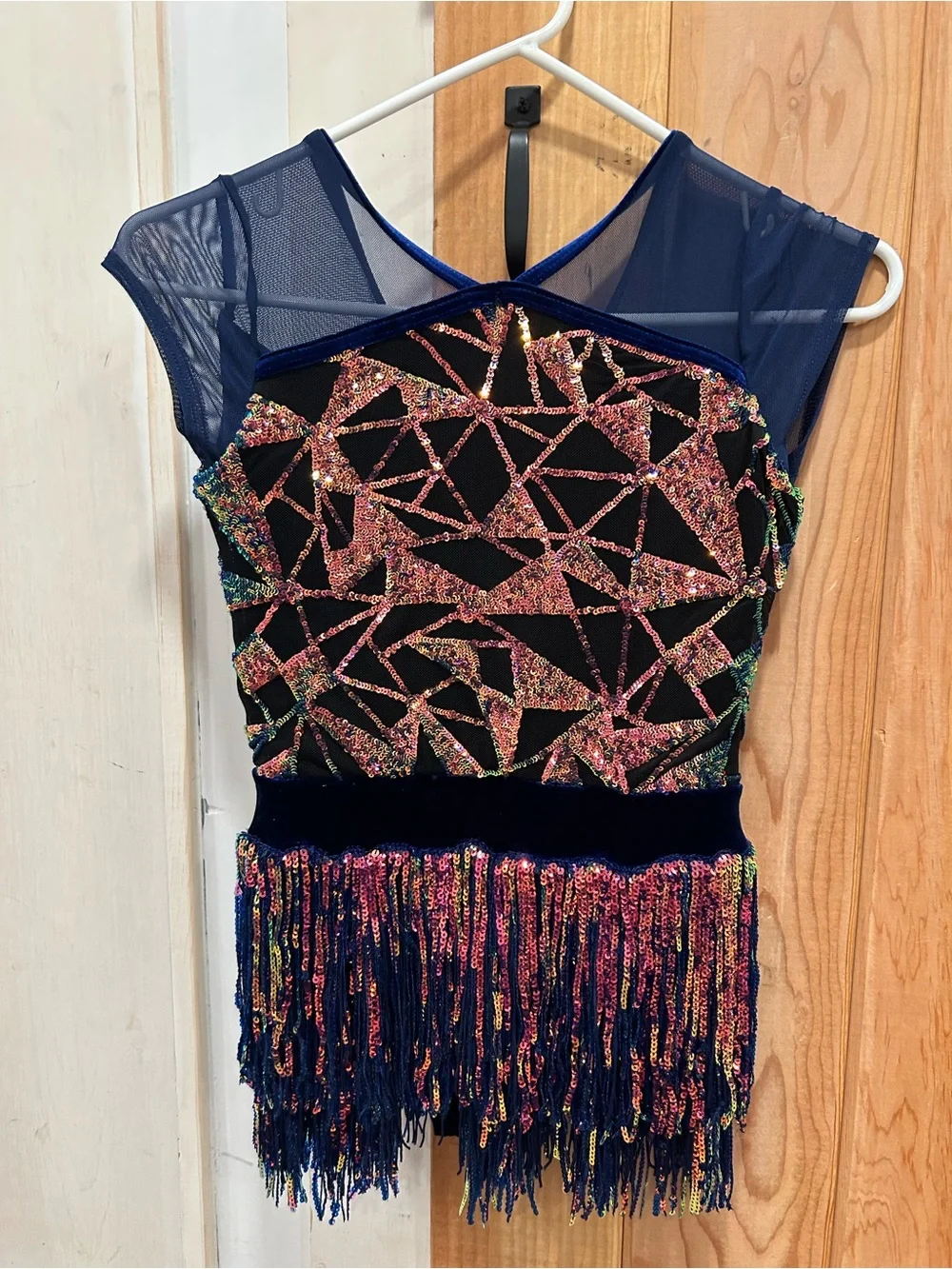 Navy Sequin Fringe Dance Costume